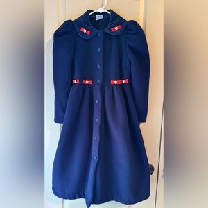 Vintage USA Hartstrings Navy Pea Coat with Red Accents